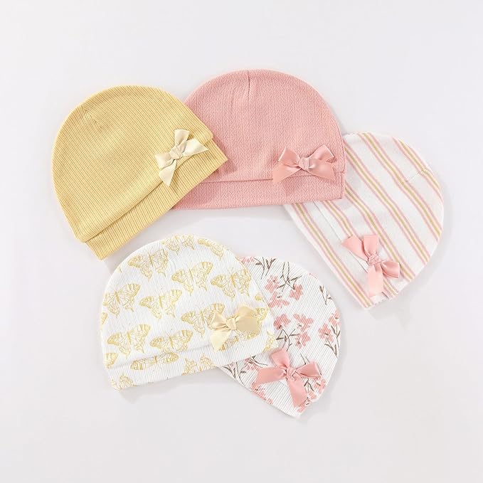 Fashion Baby Boy Girl Clothing Set Cotton Soft 3-Piece Long Sleeve Button Rompers 5-Pack Hats&Gloves Infant Clothes