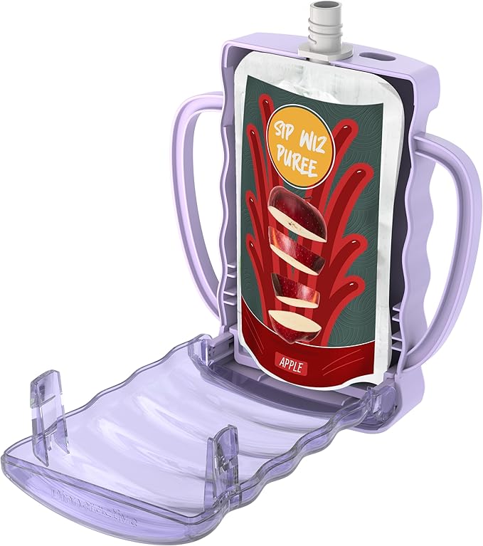 Dinneractive Sip Wiz - Baby Pouch Holder No Squeeze Pouch Food Pouches & Juice Box Holder - Anti-Squeeze Yogurt Pouch Reusable Toddler Essentials