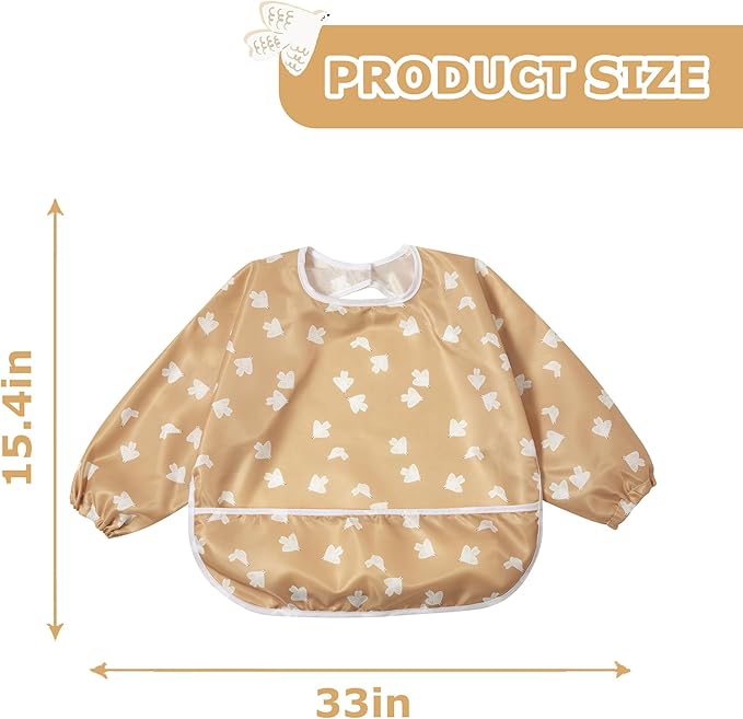 Little Dimsum Baby Bib with Pocket Waterproof Toddler Bibs Infant Feeding Bibs for Boys and Girls, Pack of 2 Colors