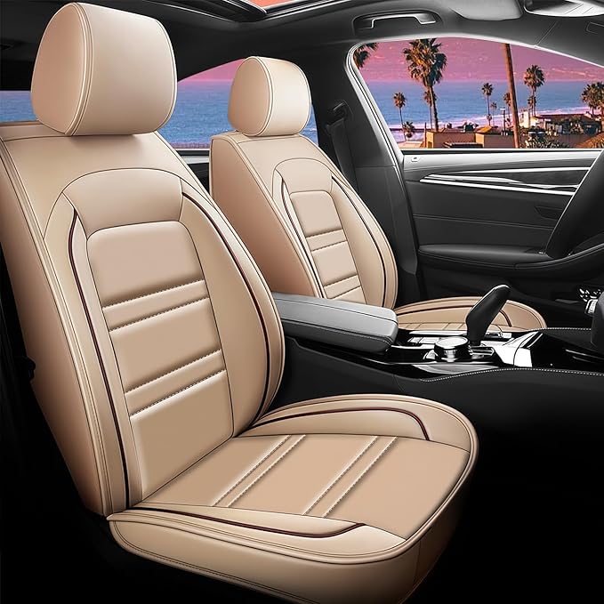 Seat Cover for Dodge Journey 2009-2020 | Car Seat Covers Front Seats, Waterproof Seat Protectors, Automotive Front Seat Covers (Front Seat, Beige)