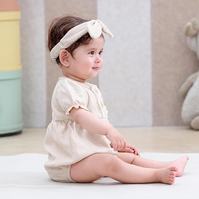 Newborn Baby Girl Clothes Cotton Bubble Romper Floral Short Sleeve Bodysuit 3 Pack