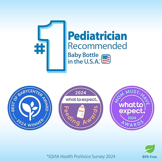 Dr. Brown's Natural Flow Anti-Colic Options+ Narrow Baby Bottle, Bear & Owl, 8 oz/250 mL, with Level 1 Slow Flow Nipple, BPA Free, 0m+, 2-Pack