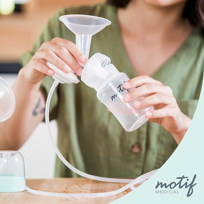 Motif Medical Luna Double Breast Pump Replacement Parts - Breast Pump Parts W/Bottles, Nipples, Tubing, Valves, Breast Shields (28mm), Diaphragms, Connectors & More - Safe Easy-to-Use Breast Pump Kit