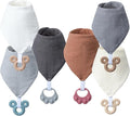 Baby Teething Bibs 6-Pack with Attachable Teether - 100% Organic Cotton, Super Absorbent & Soft Drool Bibs