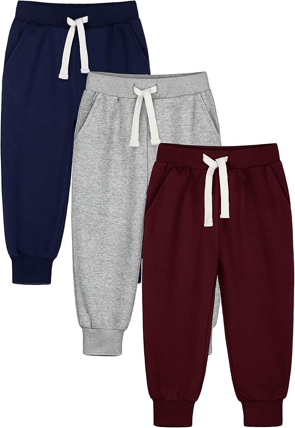 HXP 3 Pack Toddler Sweatpants Cotton Toddler Boys Girls Unisex Sweatpants Pants with Pocket Drawstring