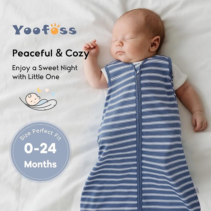 Yoofoss Baby Sleep Sack 6-12 Months 0.5 Tog Wearable Blanket for Baby, 3 Pack 100% Organic Cotton Infant Toddler Sleeping Sack 2-Way Zipper Lightweight Sleep Sack