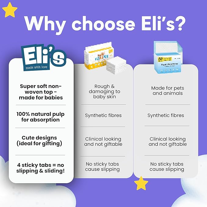 Eli with Love Disposable Baby Changing Pads - Soft, Waterproof & Leakproof Liners Absorbent Underpads - Large Travel Size Diaper Changing Mat for Home, Car, Diaper Bag - (60 Pack, Boho)