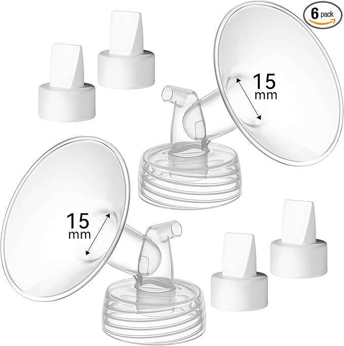 15 mm Flange Compatible with Spectra S2 S1 9 Plus Ameda MYA Motif Luna Cimilre Breast Shield, Duckbill Valves Replacement, Replace Wide Mouth Flange