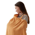 TILLYOU Muslin Nursing Cover for Baby Breastfeeding, 100% Cotton Breathable with Arch Neckline for Women, Orange
