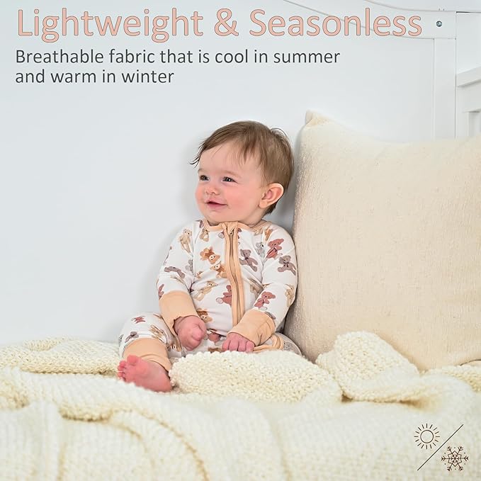 LollyBanks Baby Pajamas, 2-Way Zipper Romper, 95% Viscose Made from Bamboo and 5% Spandex, Baby Sleepers