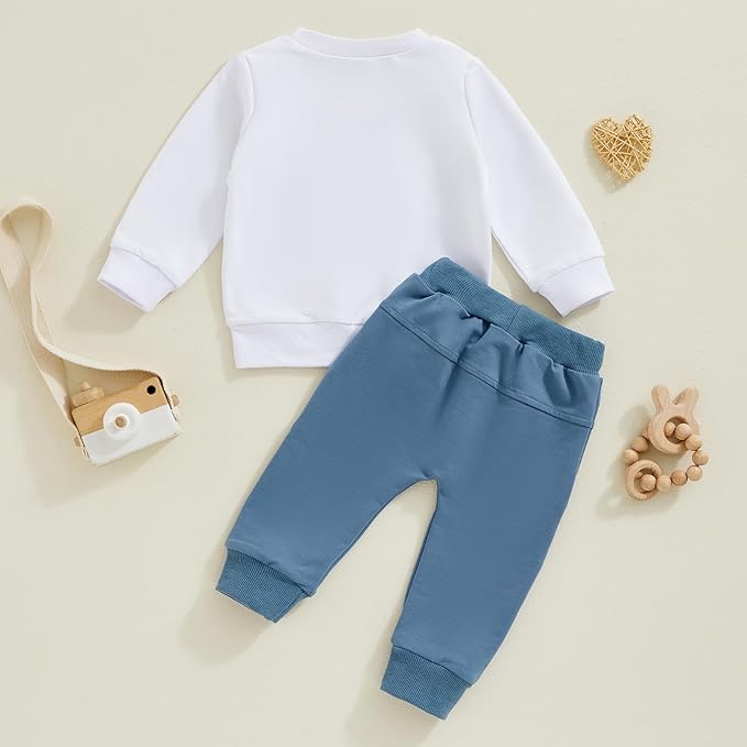 Toddler Baby Boy Fall Winter Outfit Long Sleeve Letter Print Sweatshirts and Jogger Pants Infant Boy Clothes
