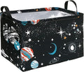 Rectangle Kids Gift Storage Basket Shelf Storage Basket Organizer Box Clothes Laundry Hamper Toys Nursery Basket Baby Laundry Basket with Handles(REC-Black Planet)