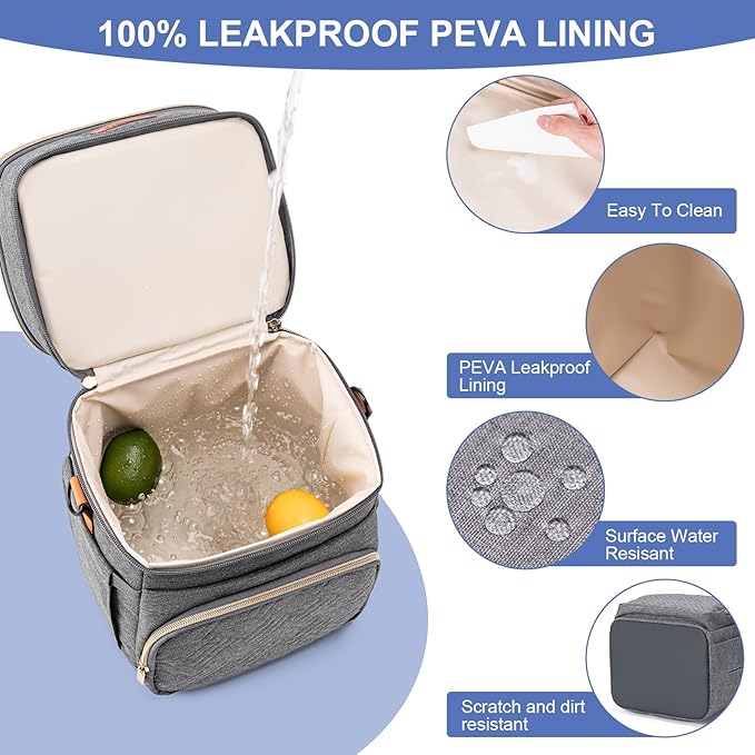 Insulated Breastmilk Cooler Bag with Ice Pack - Holds 6x9oz Bottles, Leakproof Double Layer, Bottle Cooler Bag with Adjustable Strap for Nursing Moms, Daycare & Travel