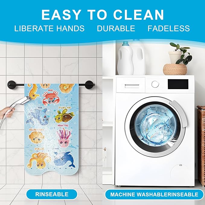 XIYUNTE Baby Bath Mat for Tub Non Slip Kids Bath Mat - 40"x16" Extra Long Bathtub Mat Non Slip Kids, Eco-Friendly Toddler Bath Mats with Suction Cups for Secure Grip, Easy to Clean & Easy Drying