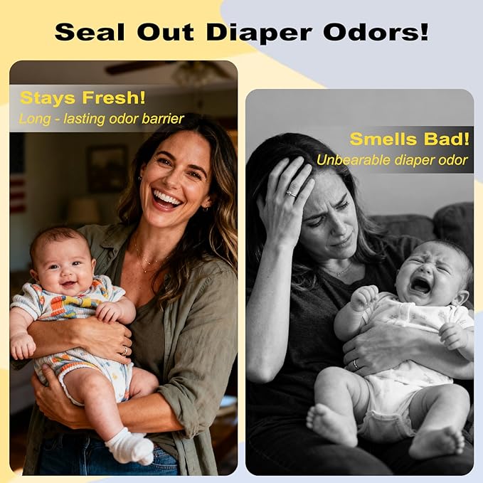 2-Pack Diaper Pail Refills Bags, Compatible with Genie Easy Roll Signature & Platinum Diaper Pails— Unscented, Strong & Leak-Resistant, Odor Locking