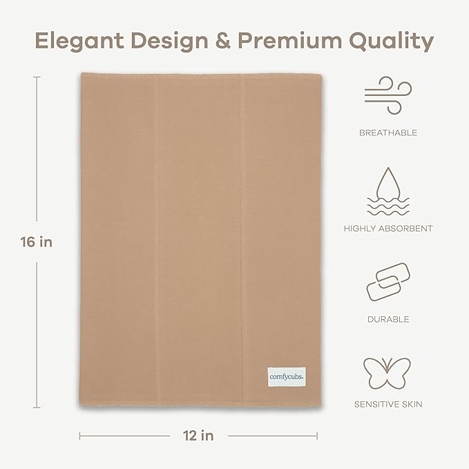 Comfy Cubs Baby Burp Cloths Set (Pack of 6) - Large, 6-Layer, Ultra Absorbent 100% Cotton for Infant Spit-Up, Drool, and Messes - Soft, Gentle, Thoughtful New Born Baby Gifts, Cedar