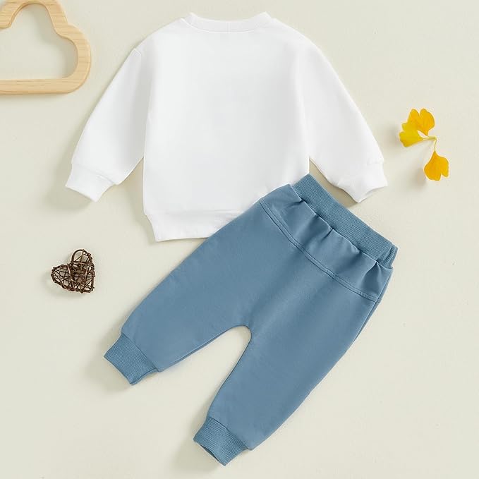 Toddler Baby Boy Fall Winter Outfit Long Sleeve Letter Print Sweatshirts and Jogger Pants Infant Boy Clothes