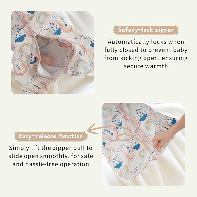 Baby Sleep Sack 0-6 Months,100% Cotton TOG 0.5 Wearable Blanket for Newborn and Infant, 3 Pack 2-Way Zipper Lightweight Sleeping Bags for Toddler