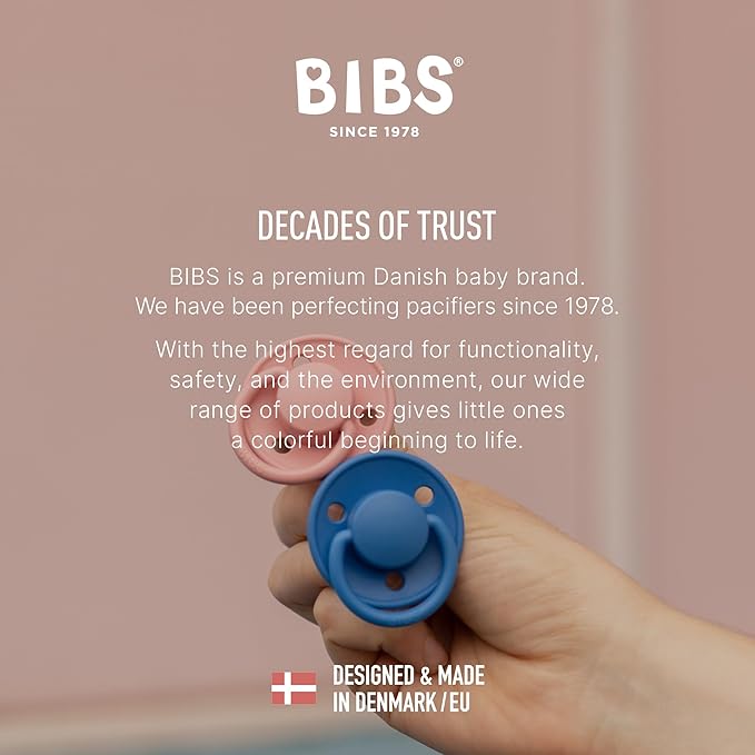 BIBS Pacifiers - De Lux Collection | BPA-Free Baby Pacifier | Made in Denmark | Set of 2 Iron/Baby Blue Color Premium Soothers | Size One Size