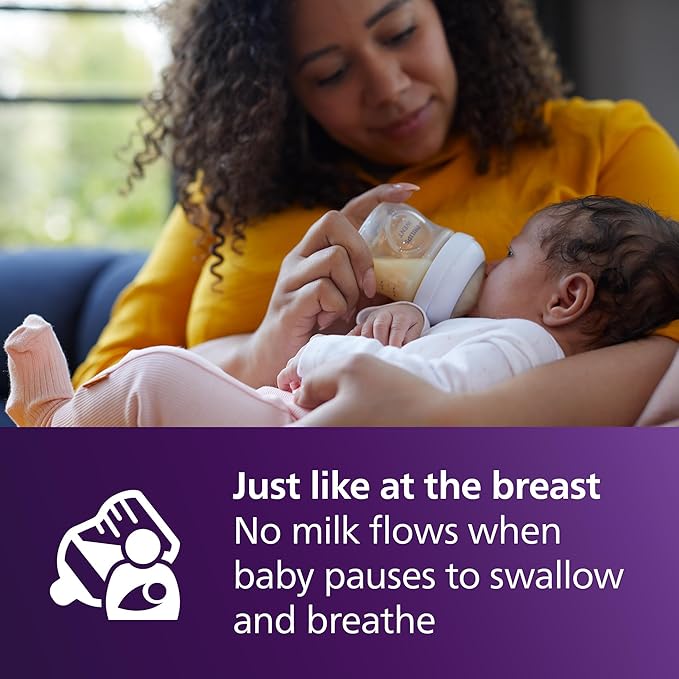 Philips Avent Natural Baby Bottle with Natural Response Nipple (Slow Flow, Flow 2), SCY900/91