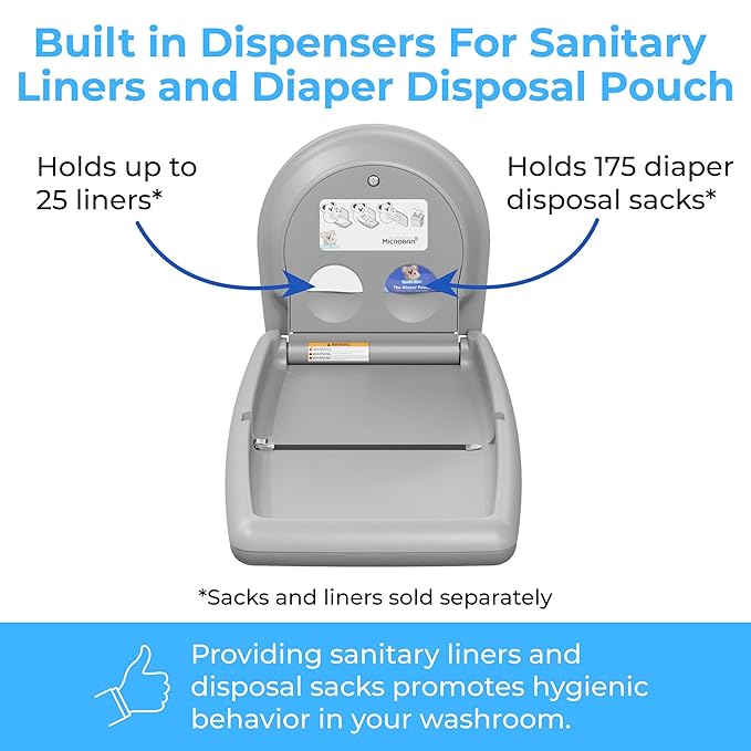 Koala Kare Surface-Mounted Horizontal Baby Changing Station, Model KB300-01 (Grey)