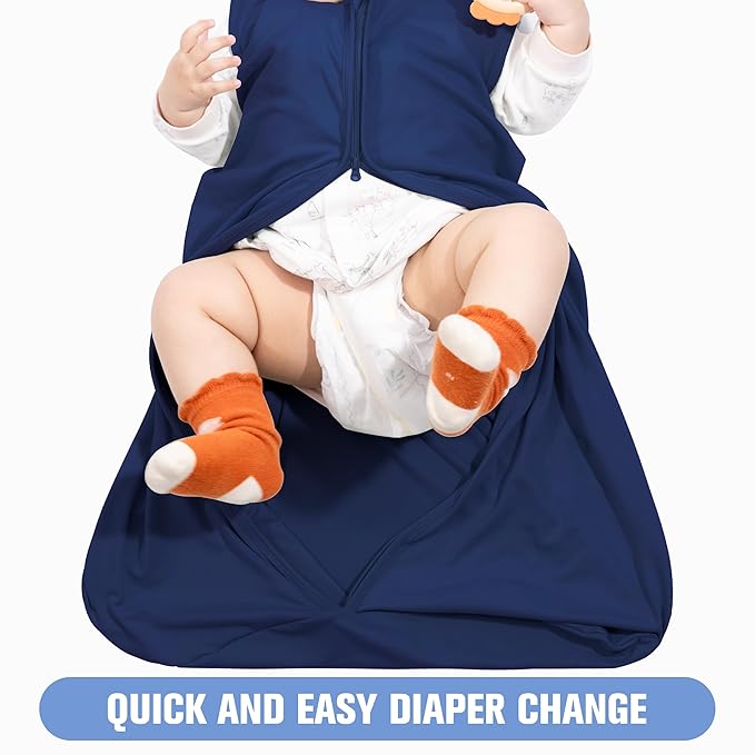 Baby Sleep Sack 0-6 Months Baby Wearable Blanket 100% Rayon Cotton 2-Way Zipper Toddler Sleeping Sack，Comfy Soft Lightweight TOG 0.3(Cyan)