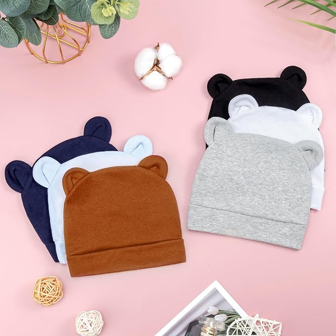 DRESHOW BQUBO 6 Pack Baby Hats for Boys Girls Unisex Baby Hat Soft Knit Cap Nursery Beanie for Newborn Infant Toddler Kid