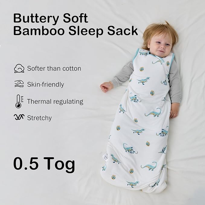 BubblePanda Rayon Made from Bamboo Sleep Sack 0-6 Months 0.5 Tog Soft Newborn Sleep Sack 3-6 Months for Infant Babies 2-Way Zipper Wearable Blanket Baby 0-3 Months