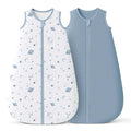 Konssy Muslin Baby Sleep Sack 6-12 Months 0.8 TOG, 2 Pack 100% Cotton Wearable Blanket for Babies, 2-Way Zipper Breathable Sleeping Sack Infant Toddler Essentials for Girls and Boys (Star, Blue)