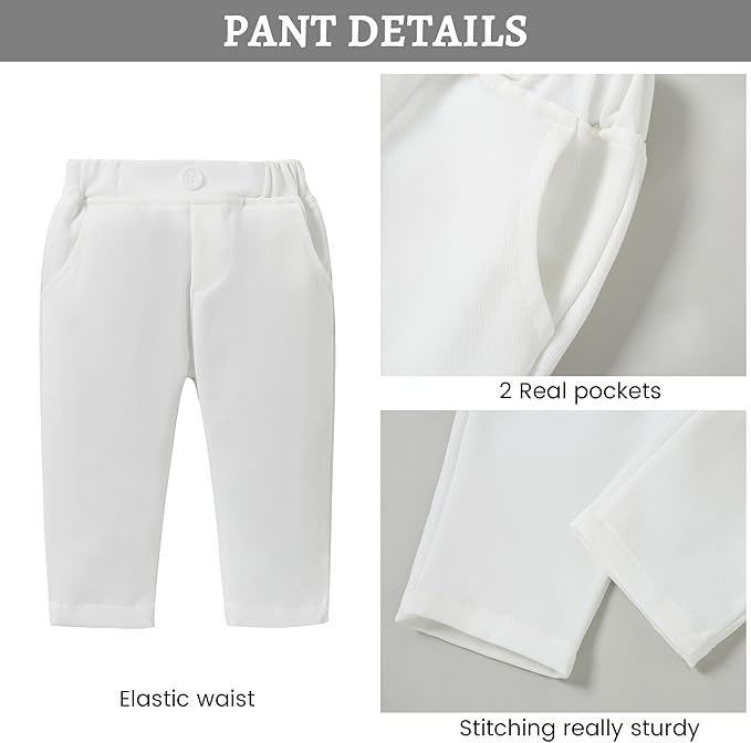 SANMIO Baby Boy Clothes Suits Infant Gentleman Outfit Collared Dress Shirt+Vest+Tie+Corsage+Pants 5Pcs Baby Suit Sets