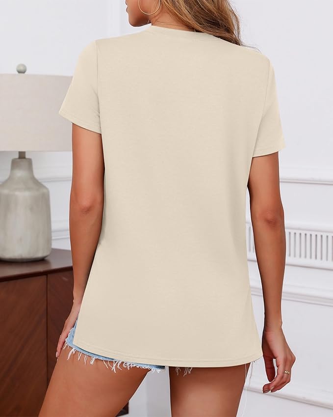 Ficerd 3 Pack Women's Maternity T Shirts, Short Sleeve Side Split Pregnancy Tops Casual Crew Neck Pregnant Tees Mama Clothes