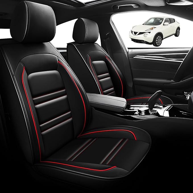 Seat Cover for Nissan Car Juke 2011-2017 | Car Seat Covers Front Seats, Waterproof Seat Protectors, Automotive Front Seat Covers (Front Seat, Black&Red Line)