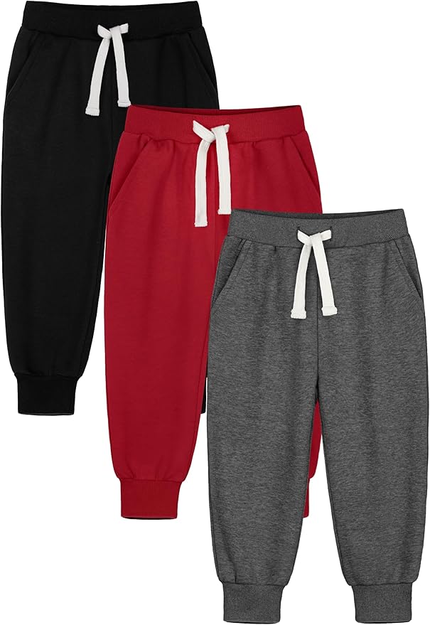 HXP 3 Pack Toddler Sweatpants Cotton Toddler Boys Girls Unisex Sweatpants Pants with Pocket Drawstring