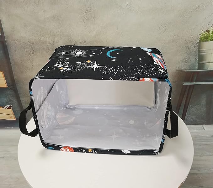 Rectangle Kids Gift Storage Basket Shelf Storage Basket Organizer Box Clothes Laundry Hamper Toys Nursery Basket Baby Laundry Basket with Handles(REC-Black Planet)