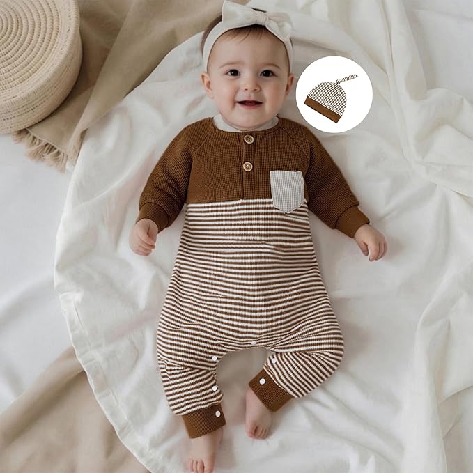 Kuriozud Newborn Infant Unisex Baby Boy Girl Clothes Button Romper Jumpsuit Basic One Piece Outfits