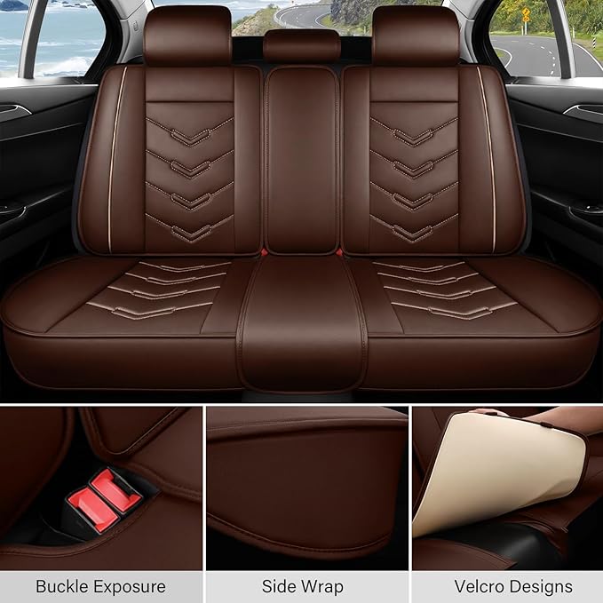 Leather Car Seat Covers Fit for LR Range Rover Sport 2023-2025, 5 Seater Waterproof and Wear-Resistant Seat Cover Interior Accessories(Full Set,Coffee)