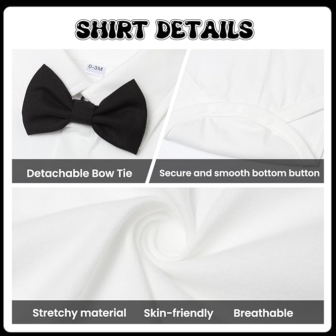 Baby Boy Clothes Suits Infant Gentleman Wedding Outfit Formal Dress Shirt Vest Bowtie Pants 4Pcs Baby Suit Sets