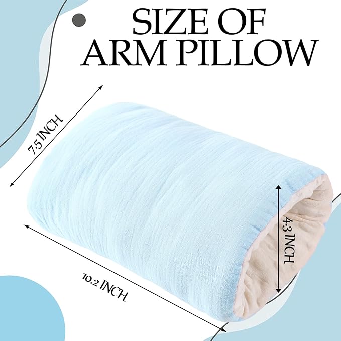 Baby Feeding Arm Pillow Breastfeeding Bottle Nursing Cozy Cradle Pillow for Newborn Soft Double Sided Muslin Cotton Head Support Comfortable Feeding for Mom(Blue,Simple)