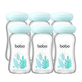YOHKOH Glass Breast Milk Storage Bottles - 100% Leak-Proof, BPA-Free Breastmilk Storage Containers, Freezer & Dishwasher Safe, Ideal for Nursing Mothers (Blue, 5.4oz (Pack of 6))