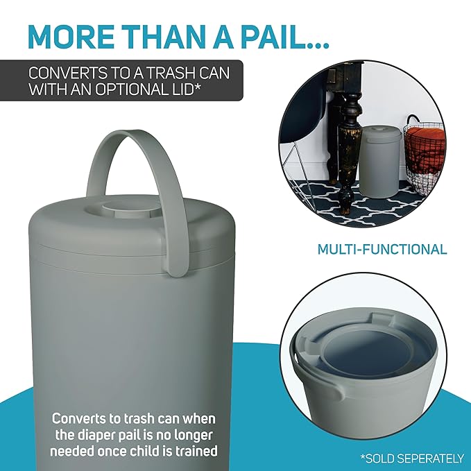 L.A. BABY Magic Diaper Pail - Patented 100% Odor-Free System with Child-Safe Lock - Award-Winning Design - No Refills Required - Works with Regular Trash Bags - Green