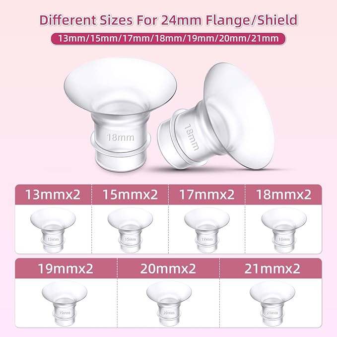 Flange Inserts 19mm 21mm for Medela,Spectra 24mm Shields/Flanges,Compatible with TSRETE,CPPSLEE,Momcozy S9/S9Pro/S12/S12Pro Wearable Breast Pump,Reduce 24mm Nipple Tunnel Down to 4pcs