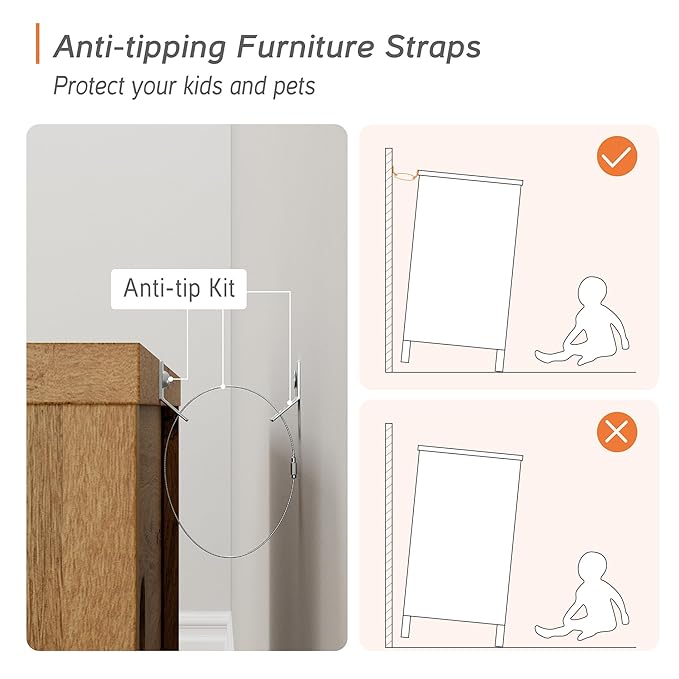 WMAPAT 8 Drawers Dresser Chests for Bedroom, 3-in-1 Modern Wood Closet Storage Organizer Furniture with Doors and Adjustable Shelves for Kids Room, Nursery, Dark Gray&Oak Brown, 94.4" Wide