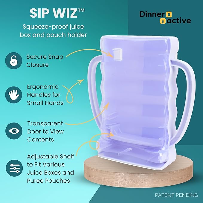 Dinneractive Sip Wiz - Baby Pouch Holder No Squeeze Pouch Food Pouches & Juice Box Holder - Anti-Squeeze Yogurt Pouch Reusable Toddler Essentials