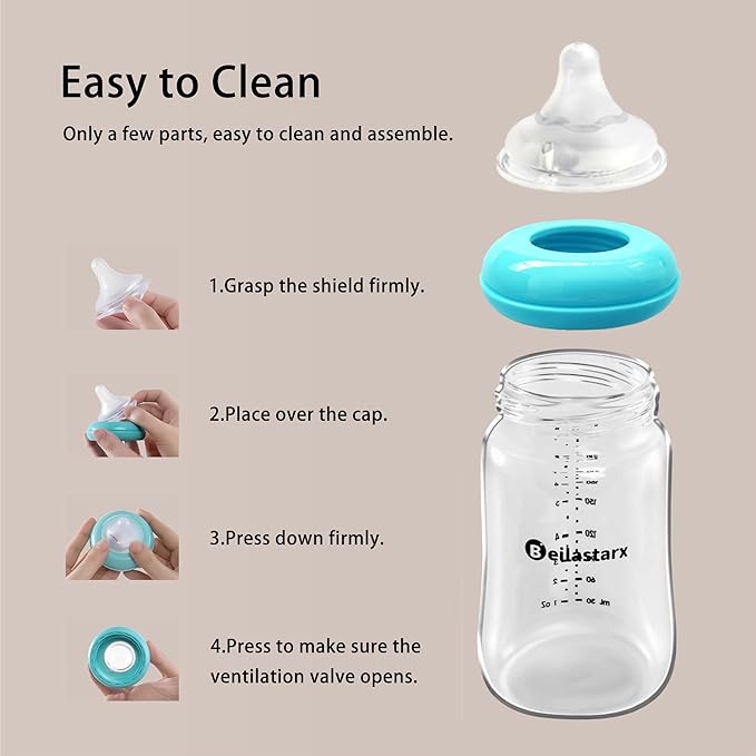 Beilastar-x Nipples for Baby Bottles – 100% Soft Baby Bottle Nipples, Natural Feel Silicone Bottle Nipples, BPA-Free (1M+, S, 4 Counts)