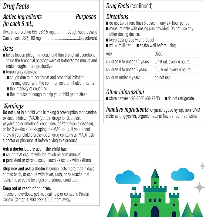 KinderMed Kids' Daytime Cough & Congestion Medicine, Ages 4-11 Years, No Dyes, No Artificial Flavors, No Artificial Sweeteners, Vegan, Non-GMO, Gluten Free, Organic Berry Flavor, 4 fl. oz (Pack of 2)