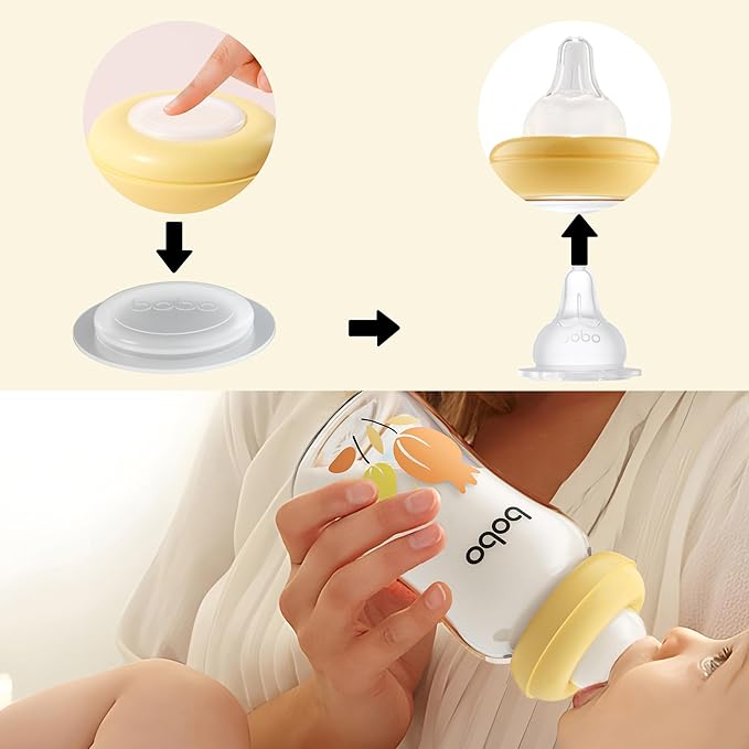 YOHKOH Glass Breast Milk Storage Bottles - 100% Leak-Proof, BPA-Free Breastmilk Storage Containers, Freezer & Dishwasher Safe, Ideal for Nursing Mothers (Multicolor1, 5.4oz (Pack of 6))