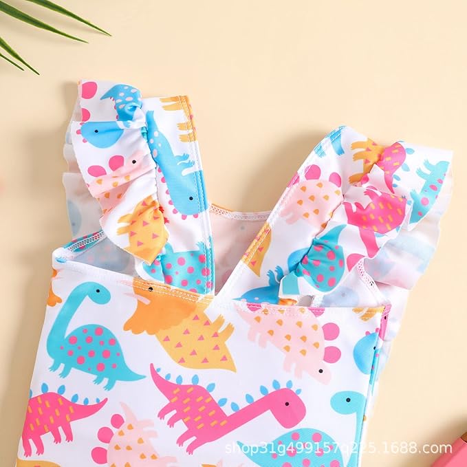 Happy Town One-Piece Infant Toddler Baby Girl Summer Swimsuit Watermelon Leopard Ruffle Swimwear Bikini Bathing Suit