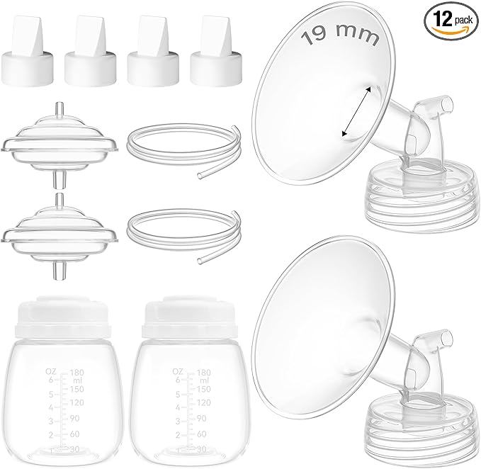 19mm Flange Kit Compatible with Spectra S1/S2/9 Plus/Motif Luna, Includes Flange 19mm, Bottles, Tubing, Valves, and Backflow Protectors