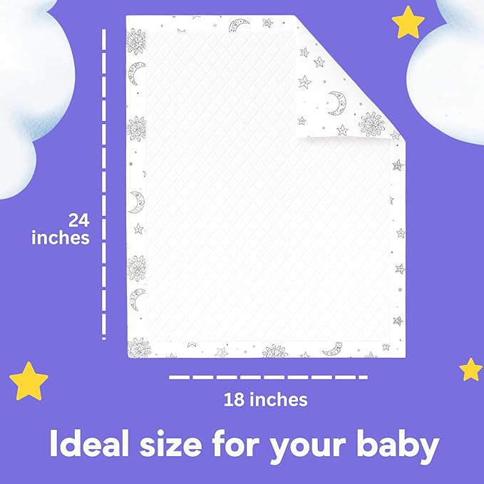 Eli with Love Disposable Baby Changing Pads - Soft, Waterproof & Leakproof Liners Absorbent Underpads - Large Travel Size Diaper Changing Mat for Home, Car, Diaper Bag - (20 Pack, Boho)
