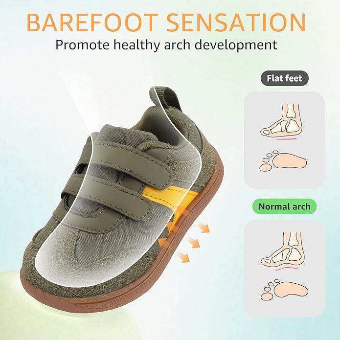 Toddler Wide Toe Box Barefoot Shoes Boys Girls Sneakers Zero Drop Kid Tennis Running Shoes Lightweight Non-Slip Comfortable Infant First Walking Shoe Outdoor Activities School